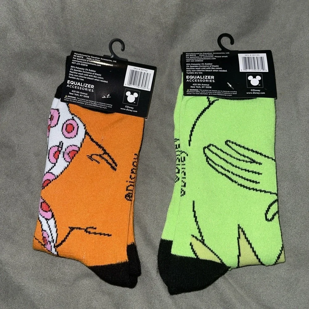 Lot 2 Pairs Disney Muppets Crew Socks Fozzie Bear Kermit The Frog Sz 9-13 NWT